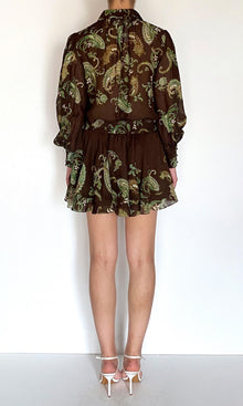 Womens | Dira Viscose Linen Organza Mini Skirt | Dark Brown