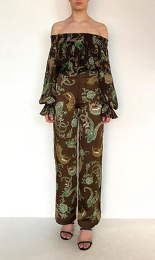 Womens | Dira Viscose Satin Straight Pants | Dark Brown