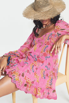 Semi-Sweetheart Neck Short Dress | Pink