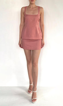 Womens | Gul Linen Cotton Mini Skirt | Dusty Pink