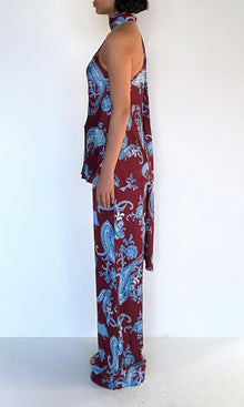 Womens | Hiba Polyester Satin Bias Top With Sash | Merlot
