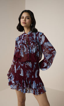 Womens | Hiba Dotted Lurex Short Skirt | Merlot