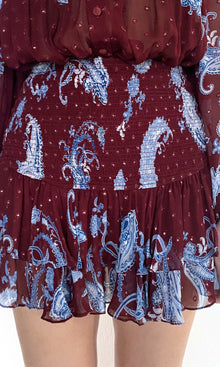 Womens | Hiba Dotted Lurex Short Skirt | Merlot