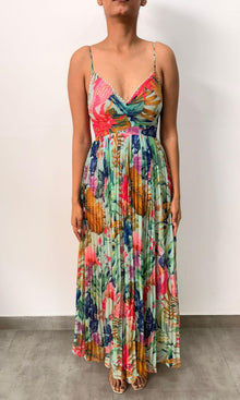 Hemant And Nandita | Inv Poly Chiffone Long Dress | Green Floral
