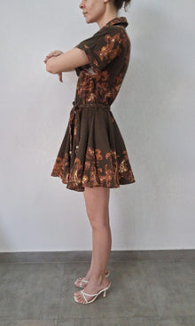 Womens | Inv Cotton Lilen Short Dress Braided Belt | Brown Multi