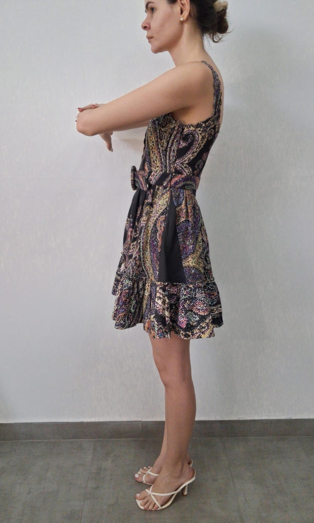 Womens | Inv Cotton Lilen Short Dress With Buckle Belt | Multi