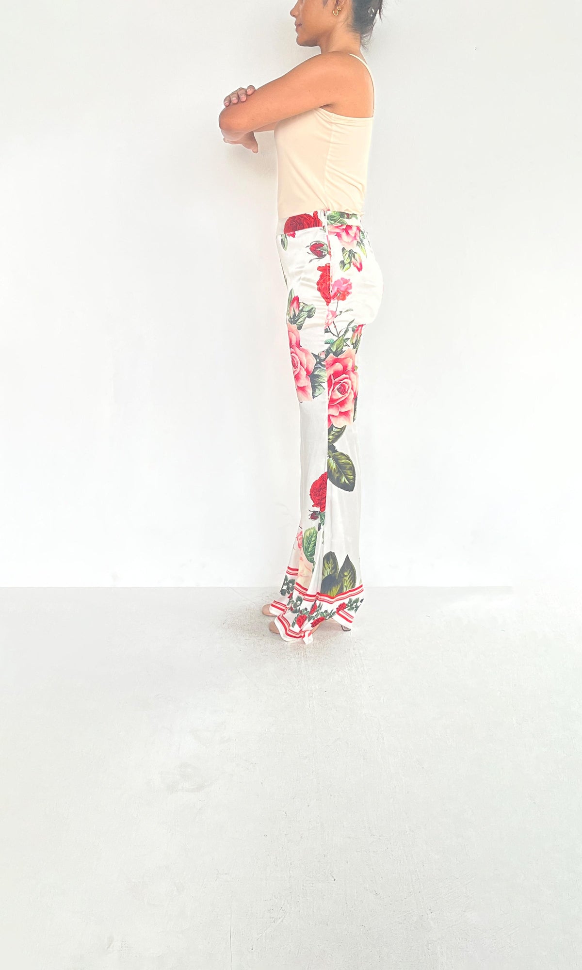 Womens | Inv Viscose Satin Pants | White Floral