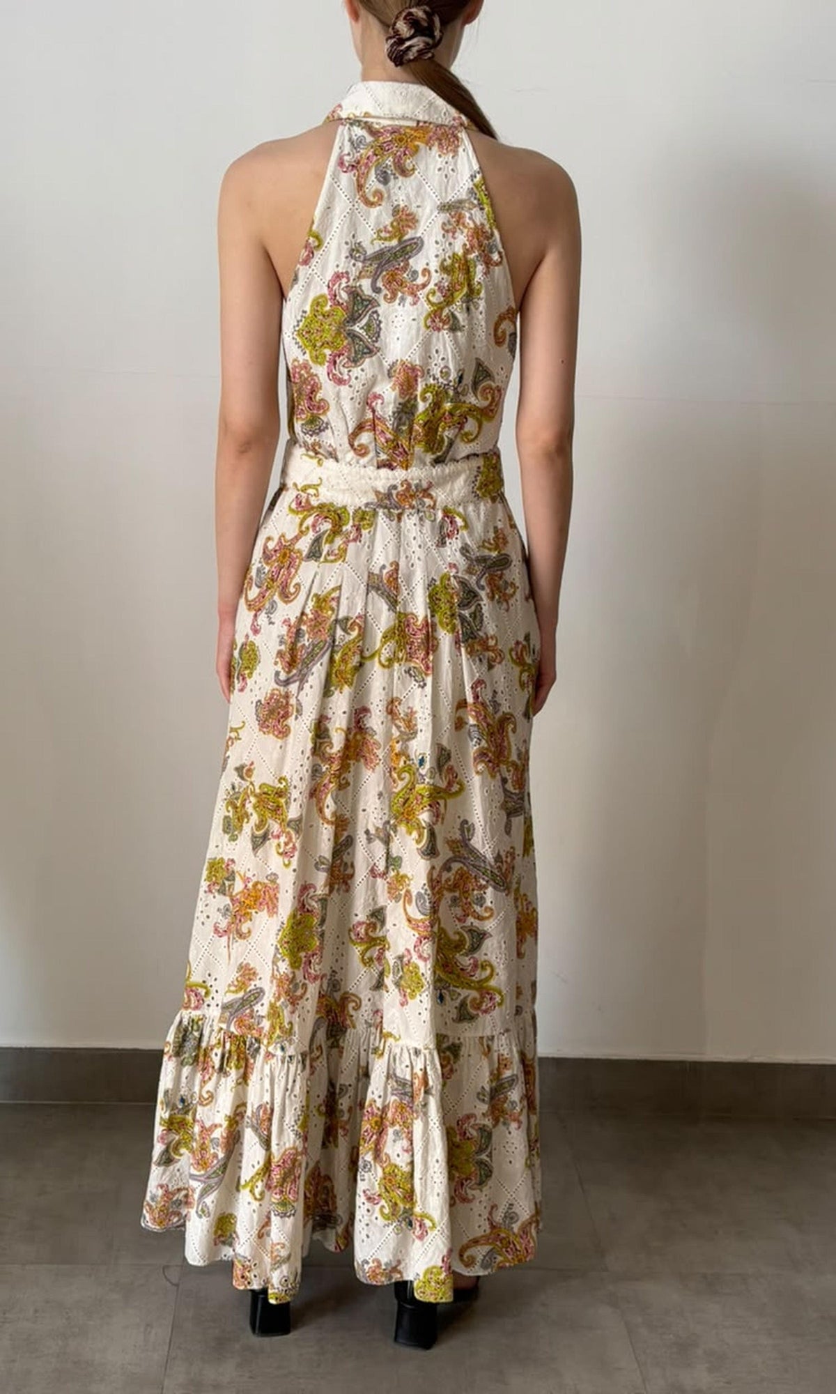 Womens | Inv Cotton Schiffly Long Dress With Buckle Belt | White
