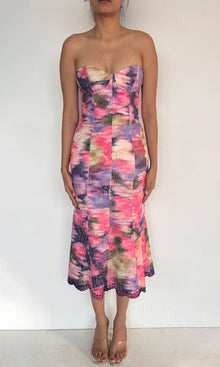 Womens | Inv Cotton Jacquard Midi Dress | Purple