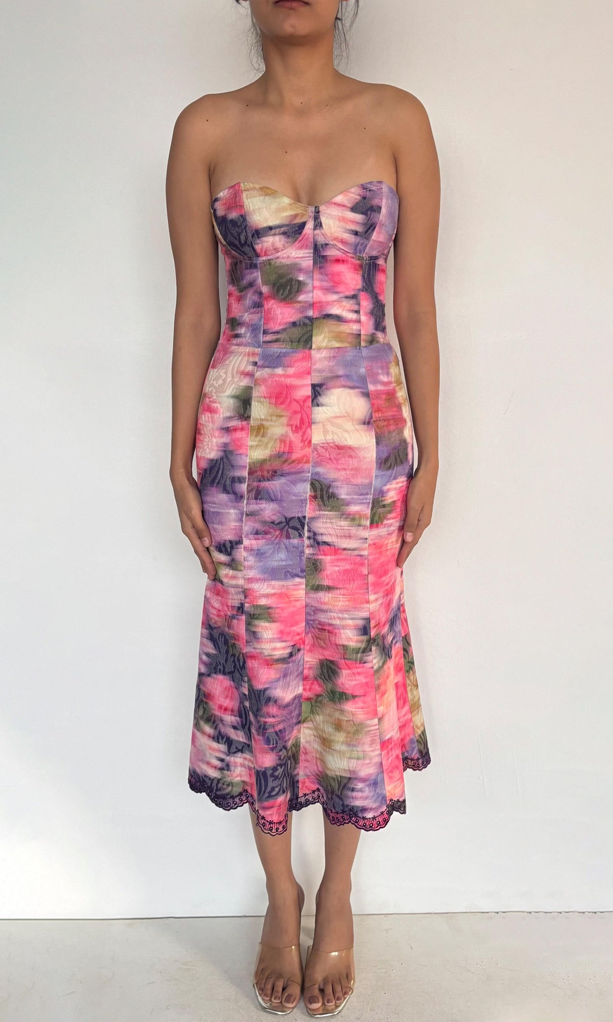 Womens | Inv Cotton Jacquard Midi Dress | Purple