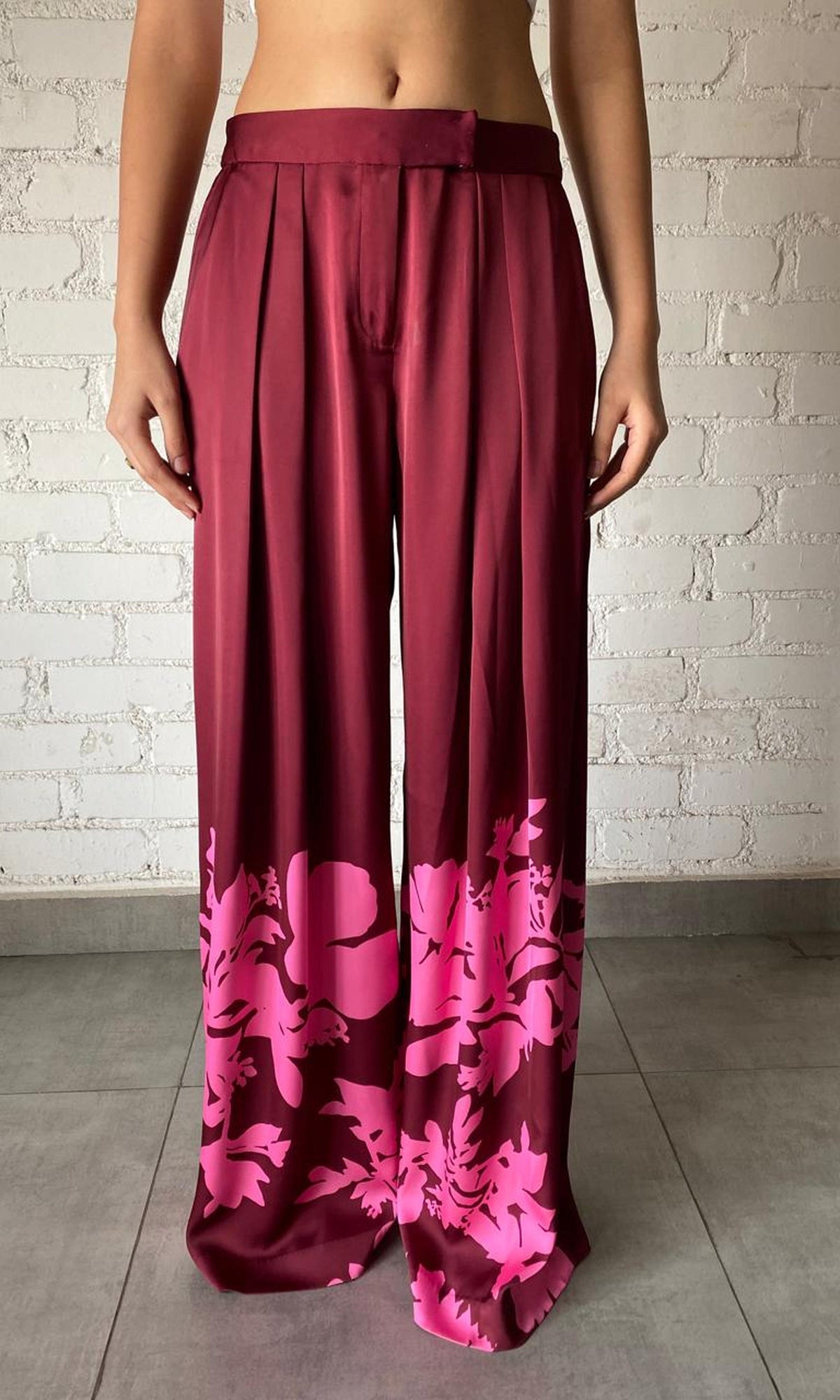 Womens | Inv Viscose Satin Pants | Burgundy
