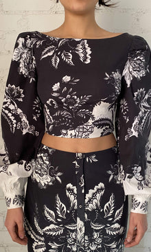 Womens | Inv Linen Lycra Top | Black Print