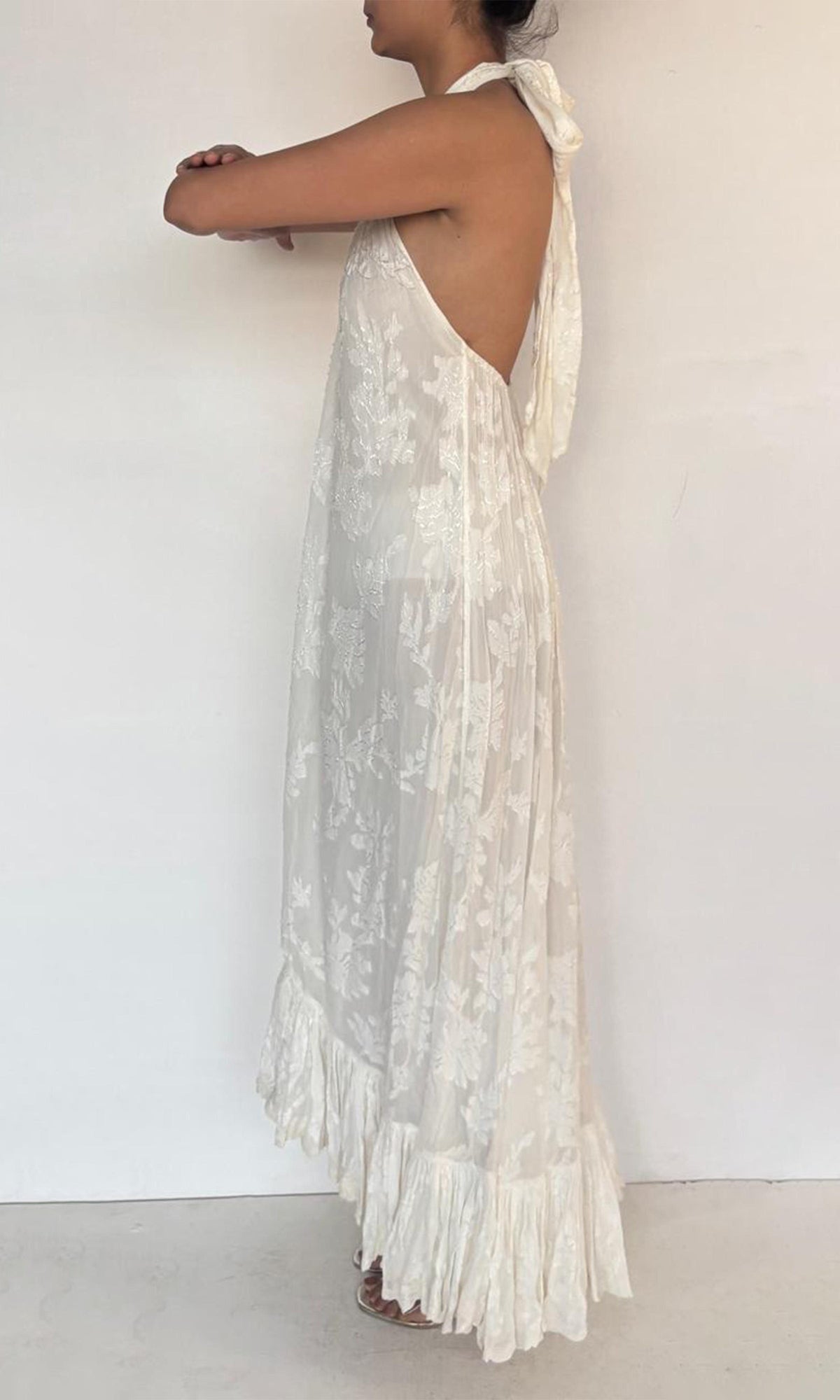 Womens | Inv Viscose Jacquard Long Dress | White