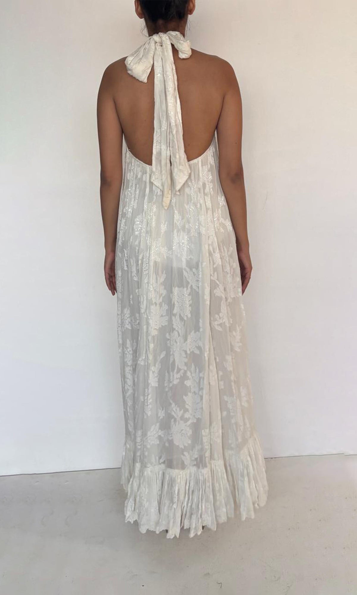 Womens | Inv Viscose Jacquard Long Dress | White
