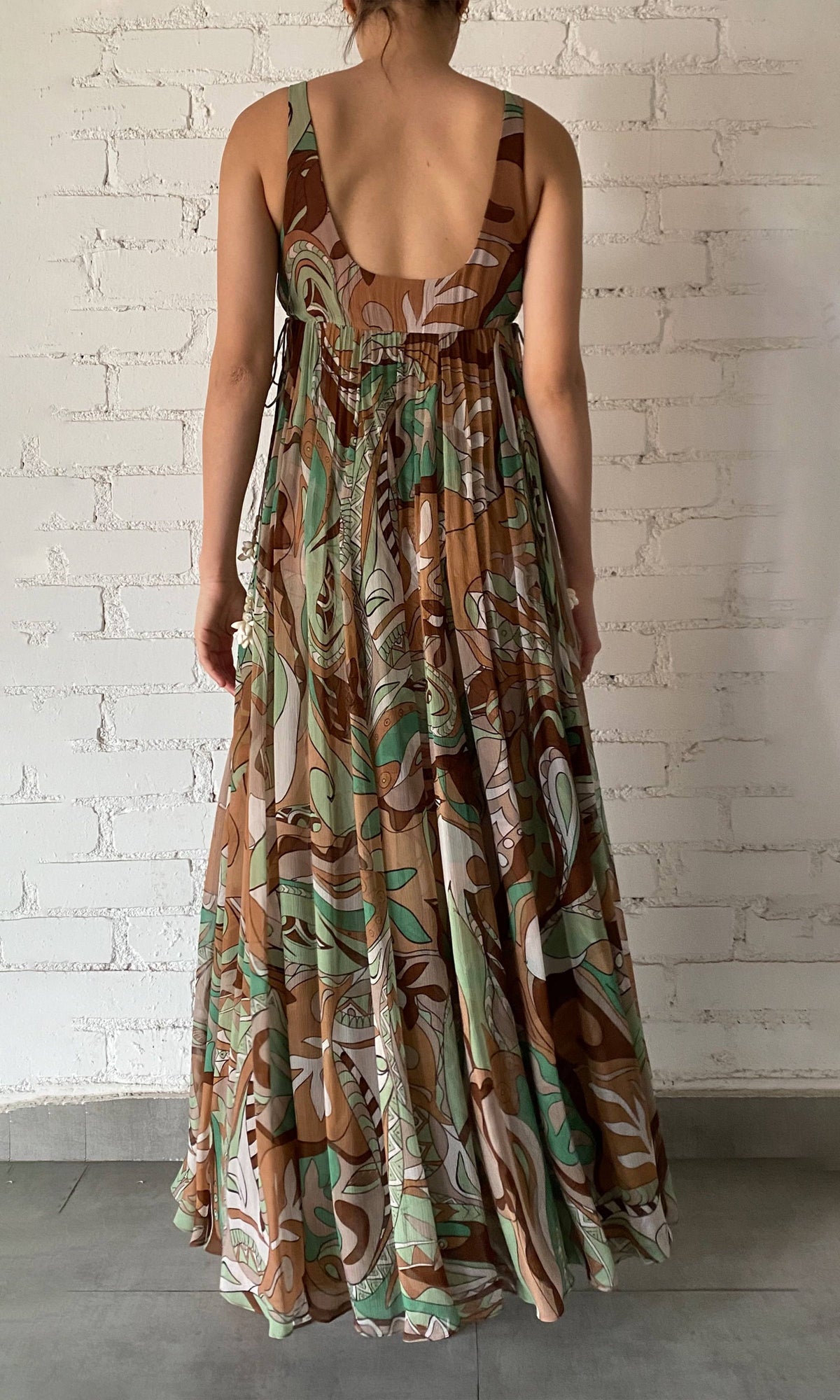 Womens | Jash Viscose Crinkle Chiffon Long Dress | Green Multi Paisley