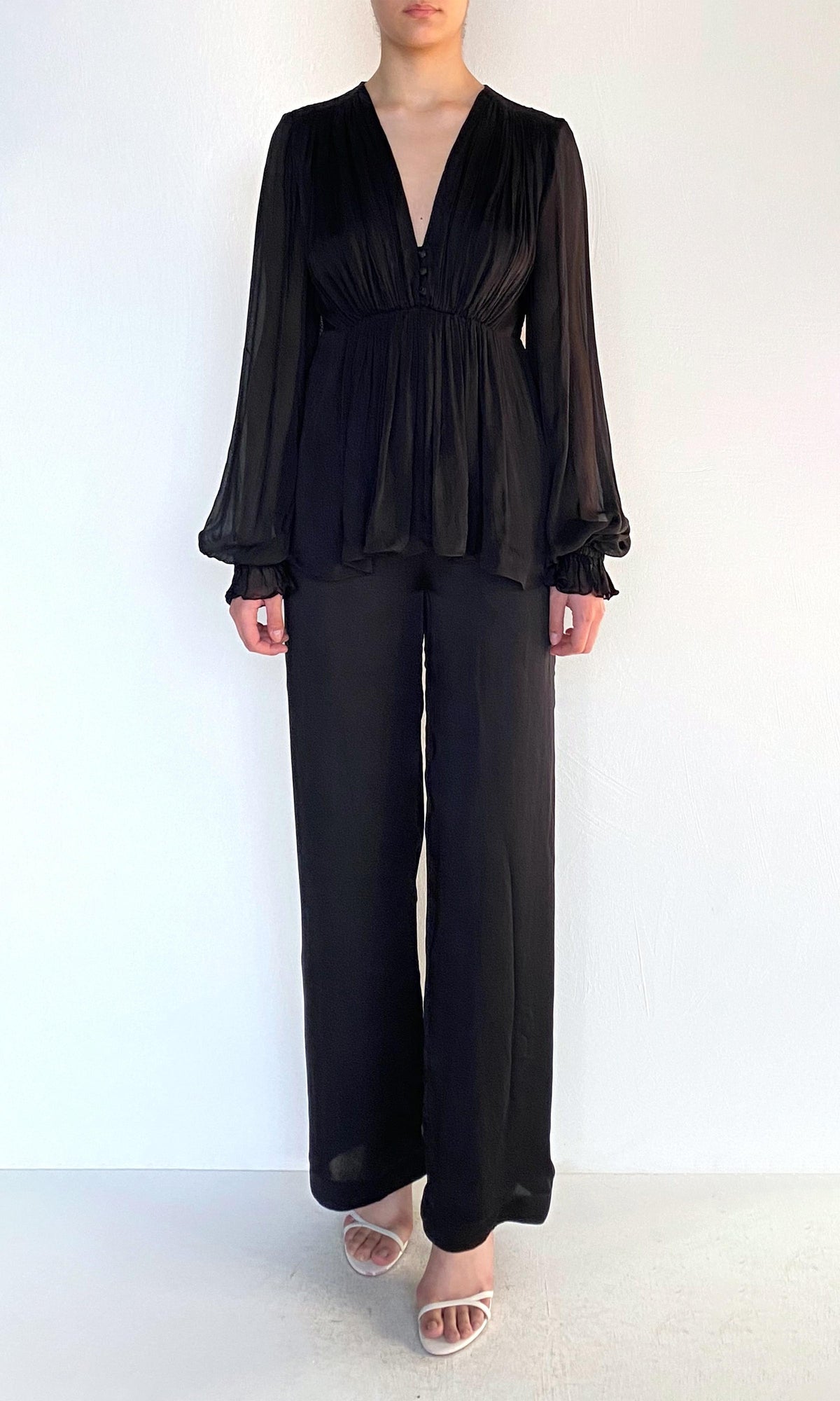 Womens | Johi Viscose Satin Straight Pants | Solid Black