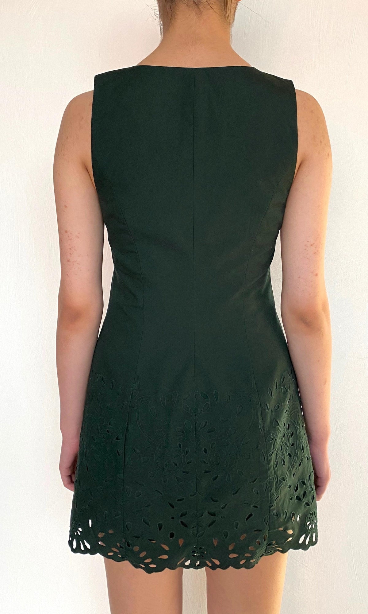 Hemant And Nandita | Kyna Cotton Poplin Roundneck Mini Dress | Green