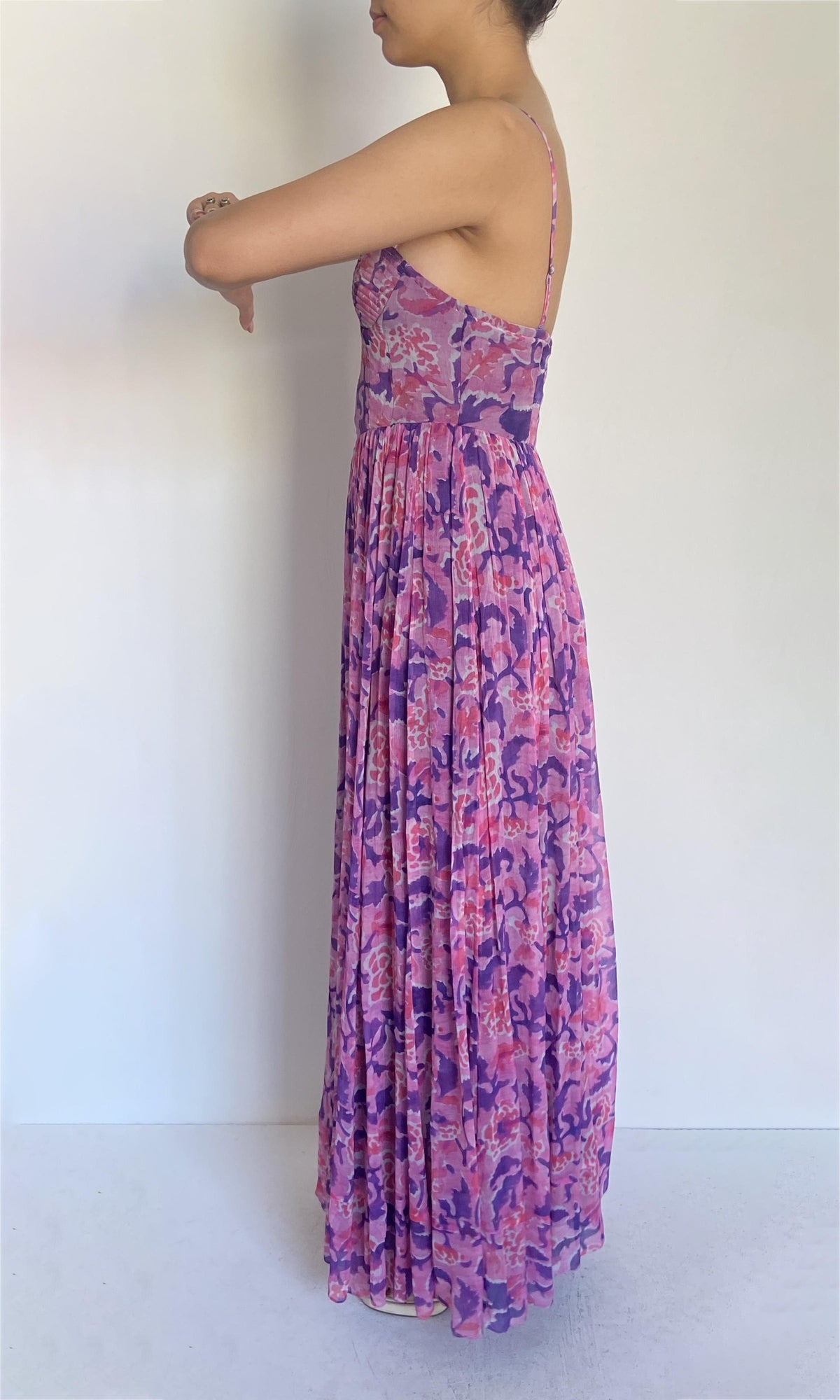 Womens | Lei Crinkle Chiffon Long Dress | Pink
