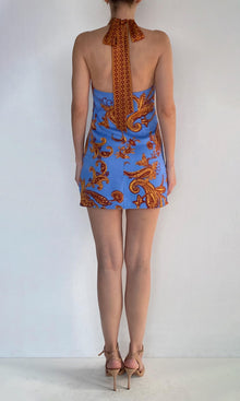 Womens | Leya Viscose Heavy Satin Halter Mini Dress | Multi