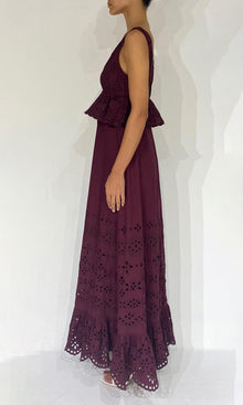 Womens | Mahi Poplin Long Dress | Burgundy