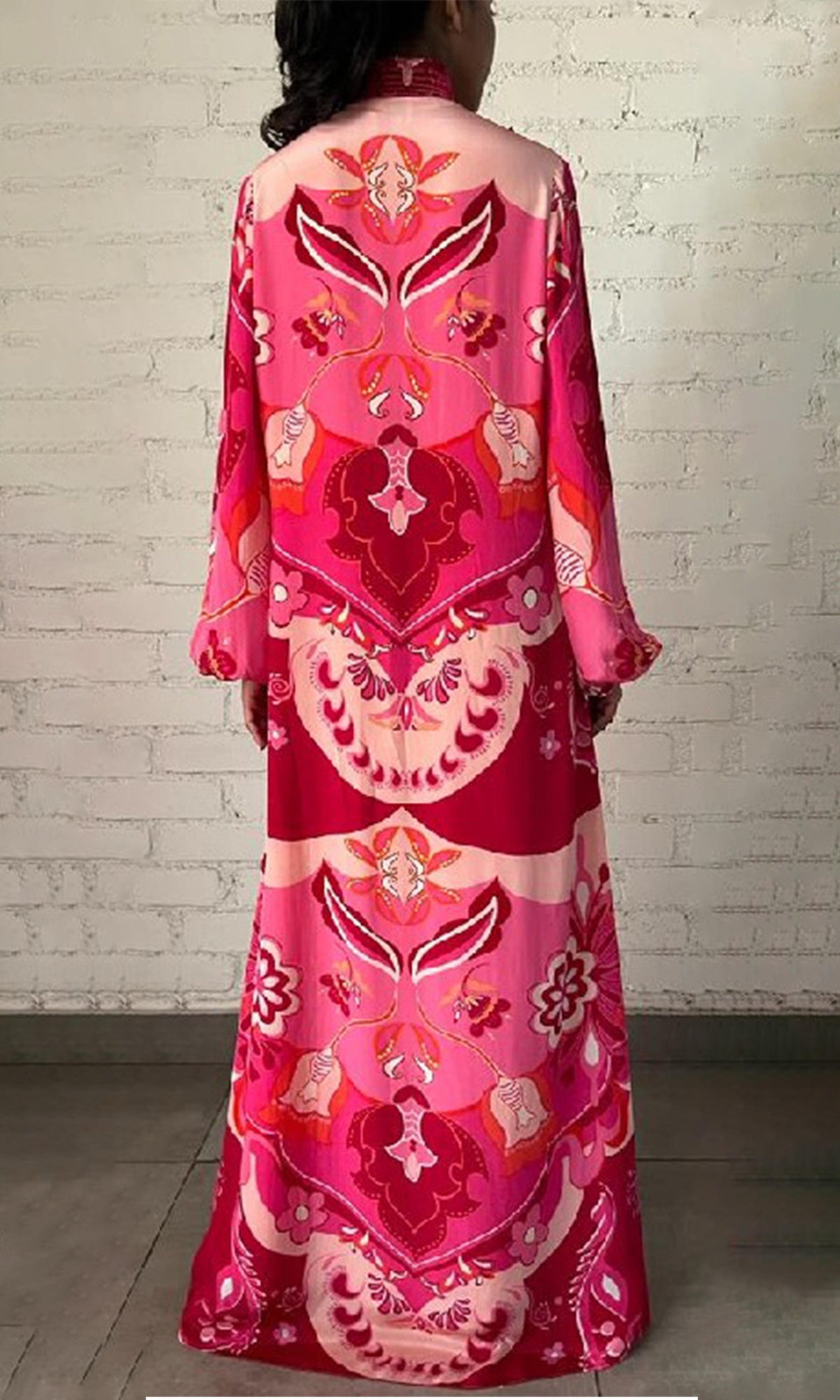 Womens | Malak Viscose Crepe Flat Chiffon Long Dress | Peach Pink