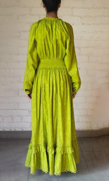 Womens | Mavi Cotton Jacquard Long Dress | Lime