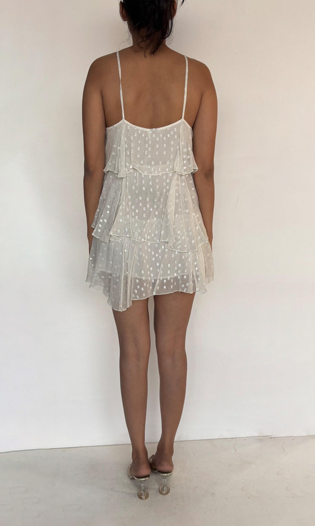 Womens | Noi Viscose Georgette Dobby Short Dress | White