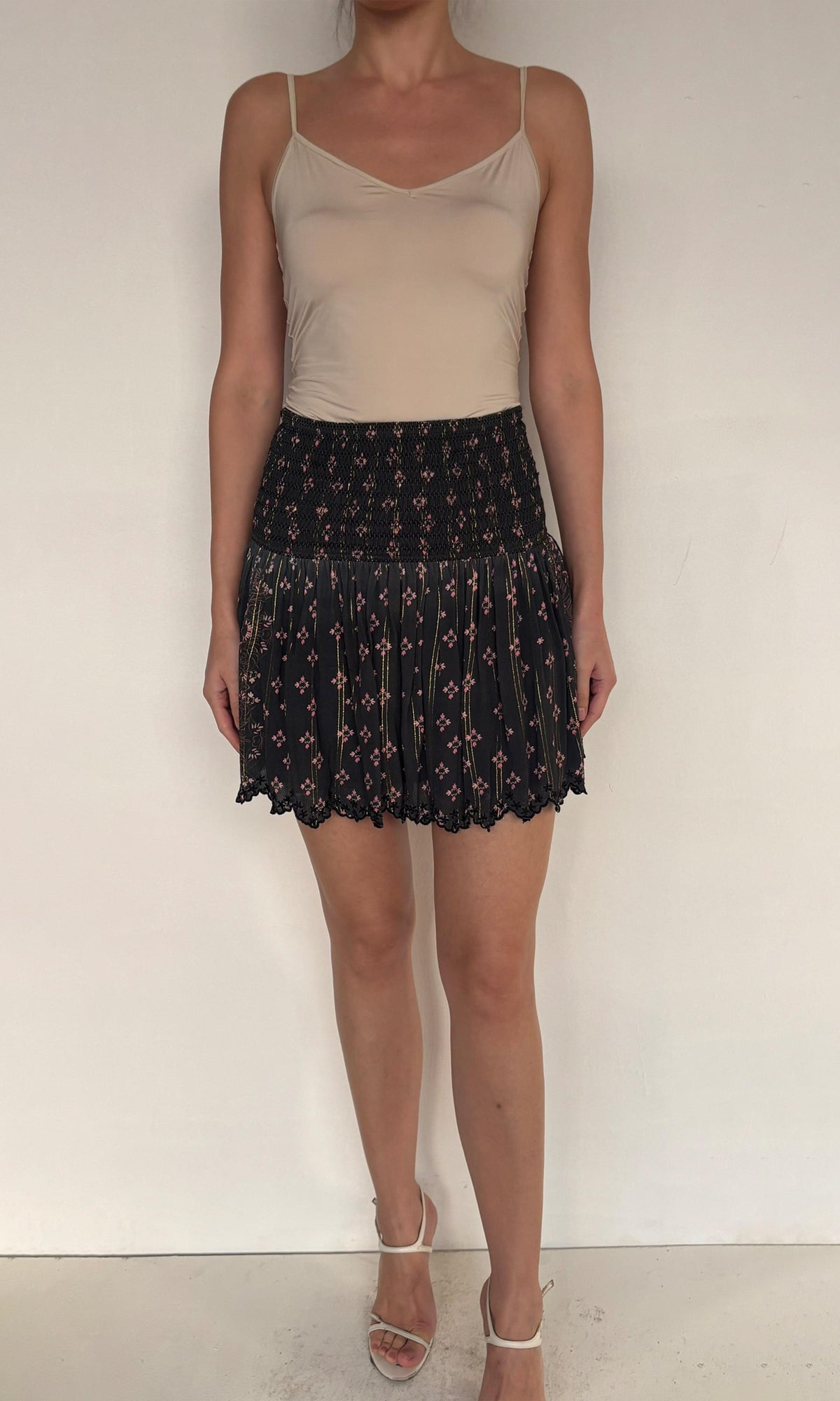 Hemant And Nandita | Noor Viscose Moss Crepe Short Skirt | Black