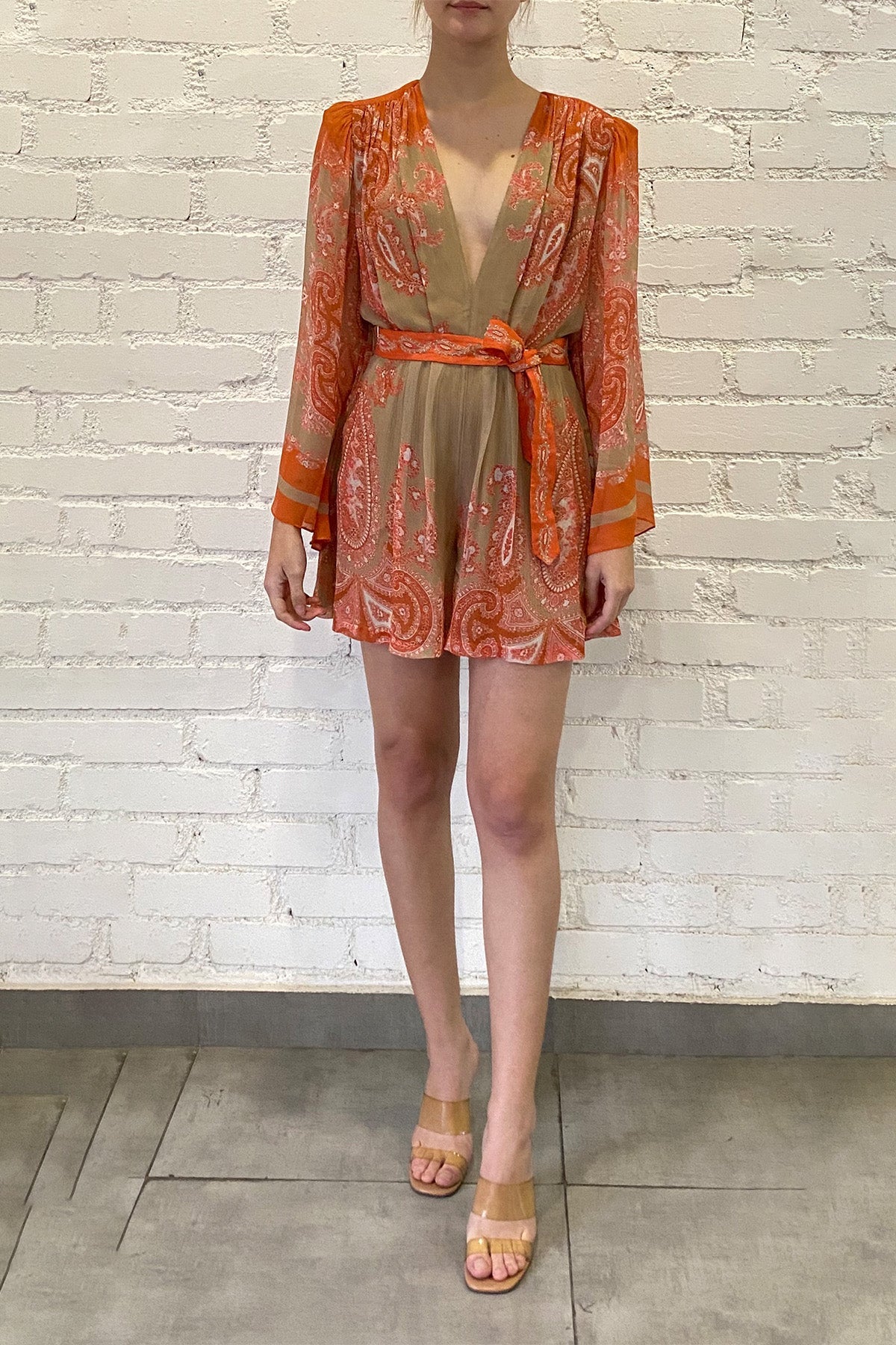 Romper | Beige/Orange