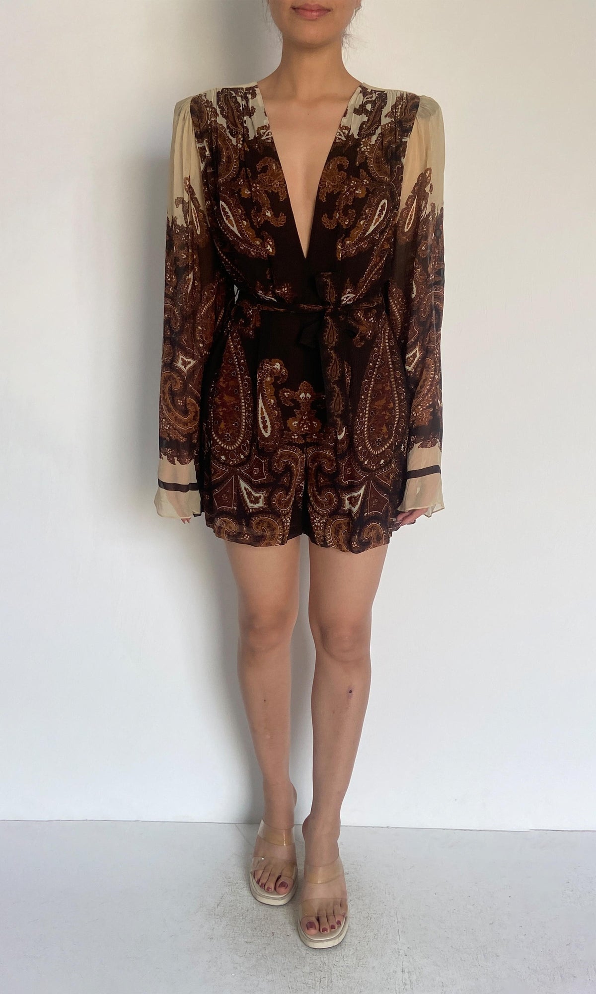 Womens | Omya Viscose Crinkle Chiffon Romper | Multicolor