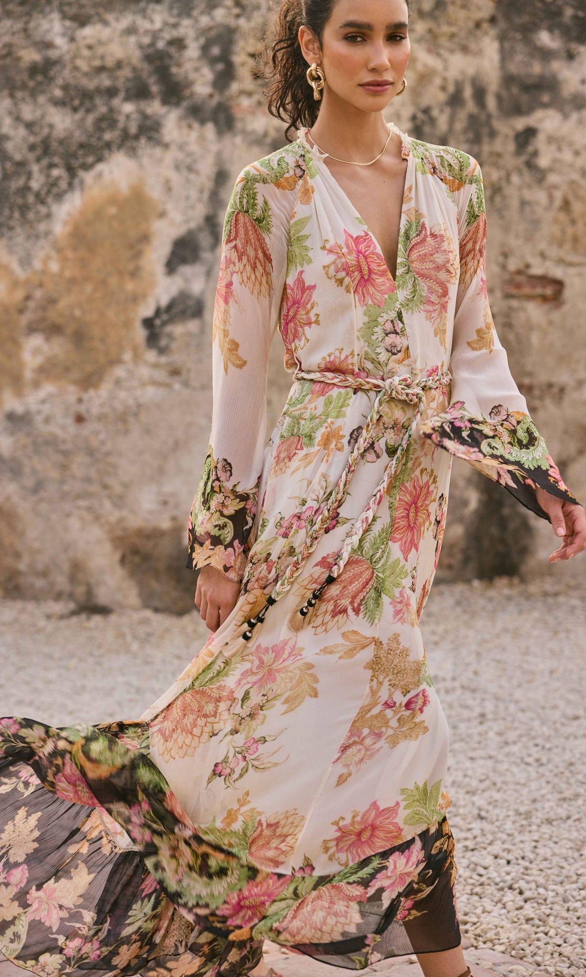 Womens | Pahi Crinkle Chiffon Long Dress | Ivory
