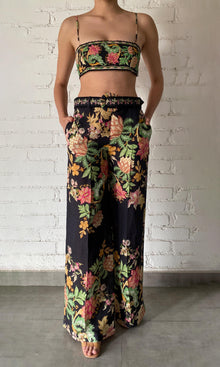Womens | Pahi Linen Cotton Bandeau | Black Offwhite Floral