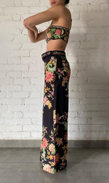 Womens | Pahi Linen Cotton Bandeau | Black Offwhite Floral