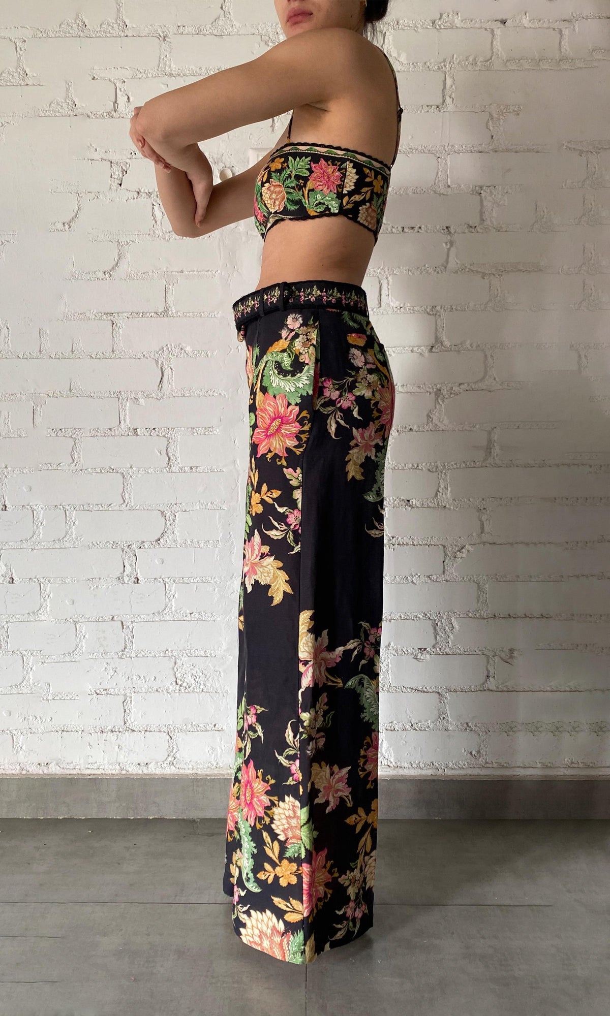 Womens | Pahi Linen Cotton Bandeau | Black Offwhite Floral
