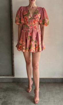 Hemant And Nandita | Pavi Cotton Linen Short Dress | Printed