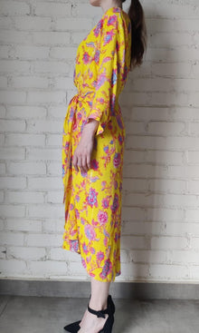 Womens | Raisa Rayon Crinkle Lurex Midi Dress | Yellow