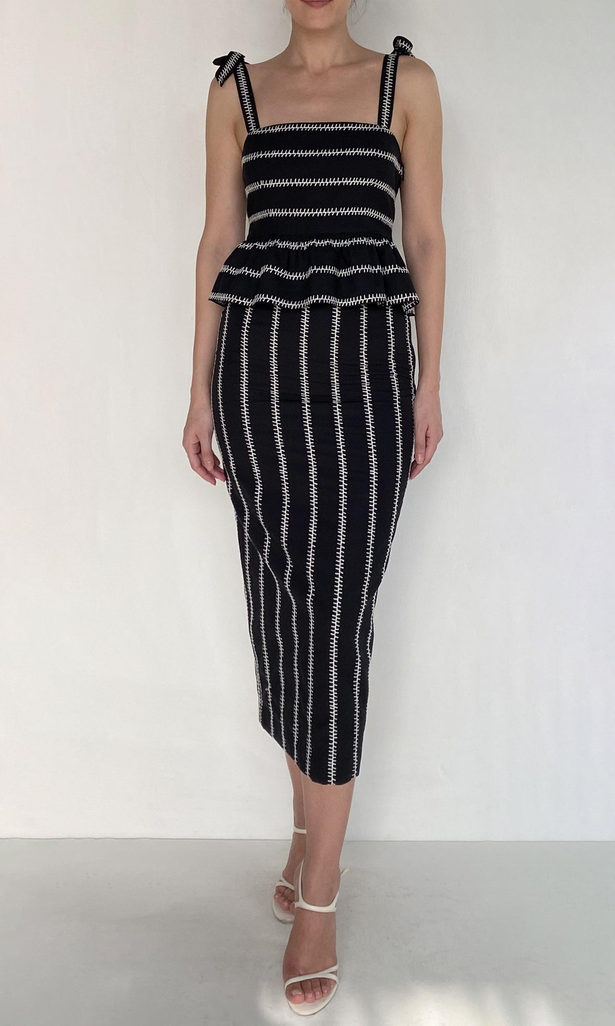 Womens | Rekh Organza Fitted Midi Skirt | Black