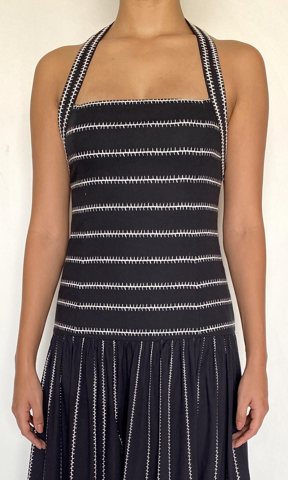 Womens | Rekh Cotton Poplin Lycra Halter Maxi Dress | Black