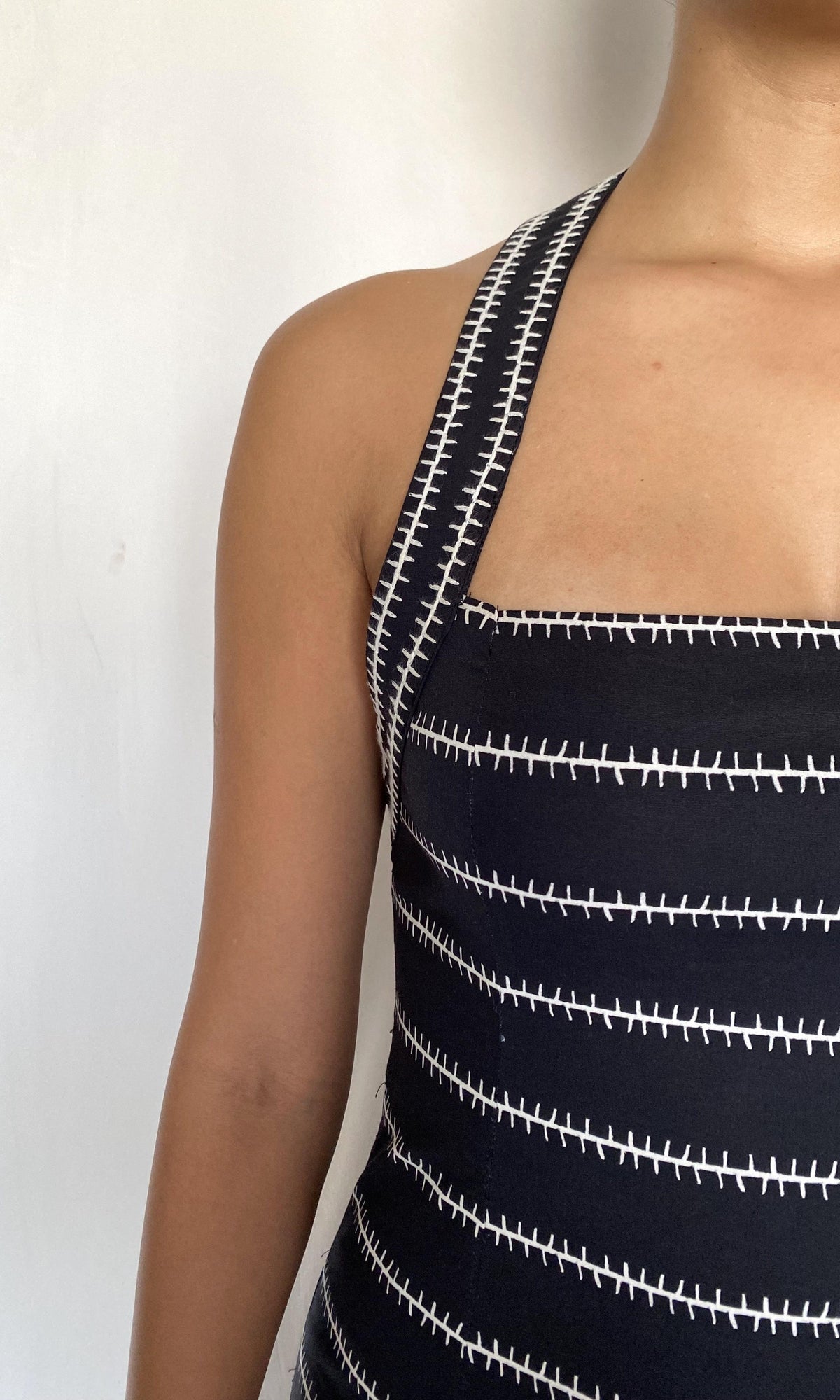 Womens | Rekh Cotton Poplin Lycra Halter Maxi Dress | Black