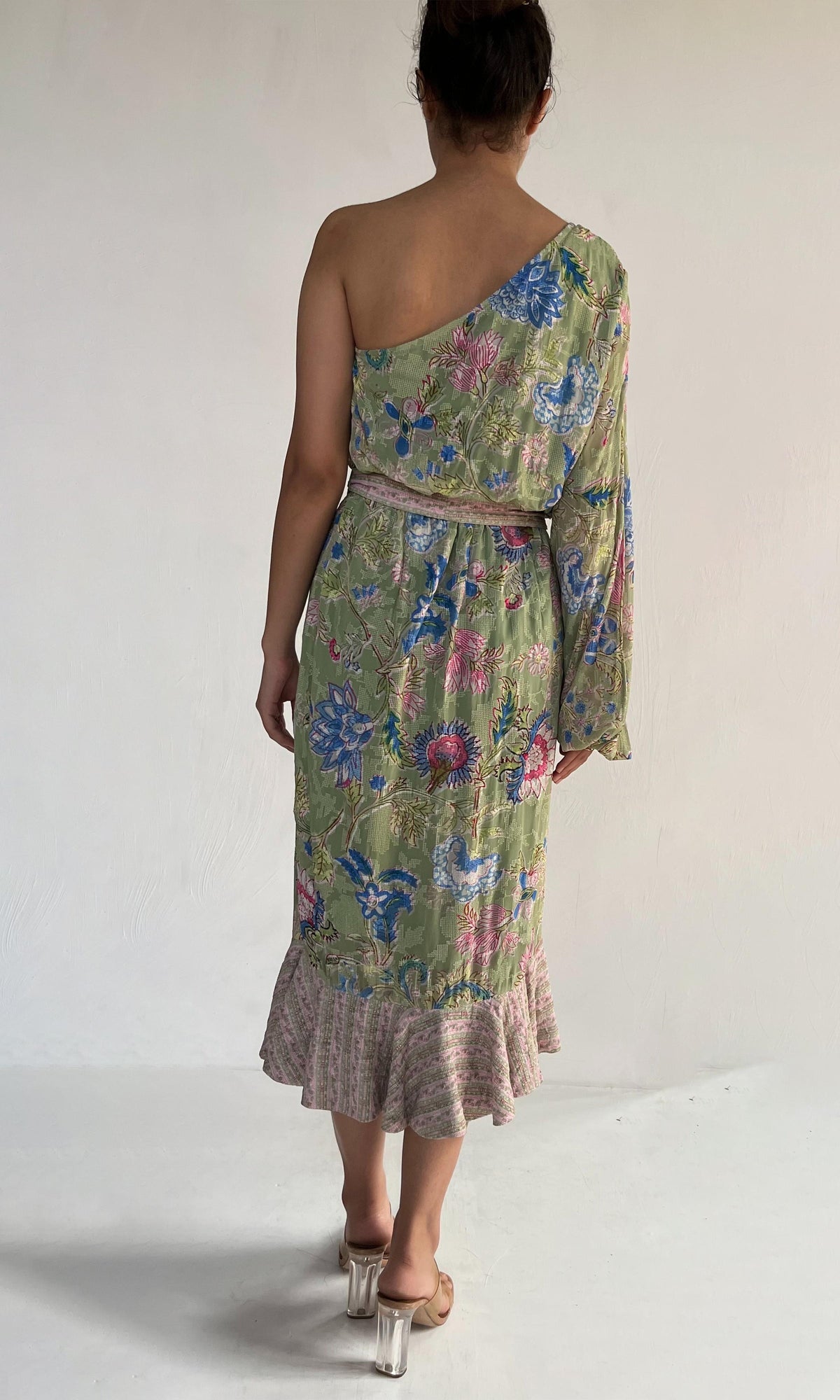 Hemant And Nandita | Rhea Viscose Cross Stitch Midi Dress | Green