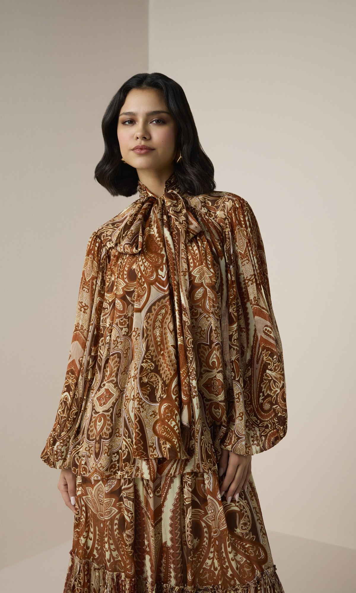 Womens | Rida Viscose Flat Chiffon Boho Tie Top | Multi