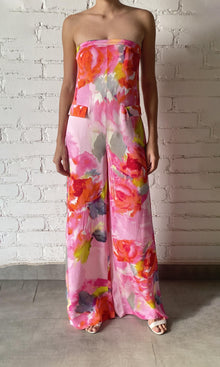 Womens | Rosa Viscose Satin Twill Jumpsuit | Pink Floral