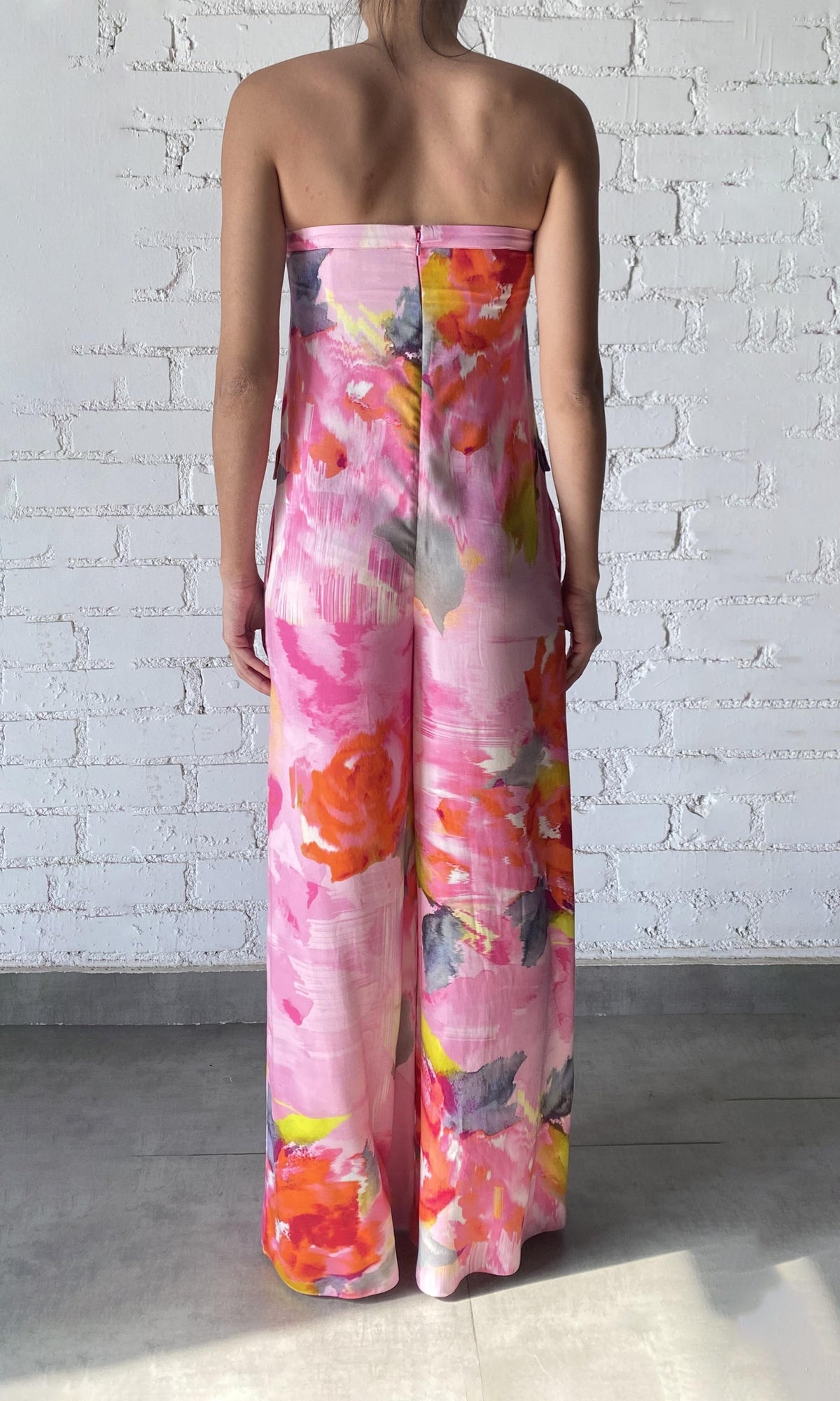 Womens | Rosa Viscose Satin Twill Jumpsuit | Pink Floral