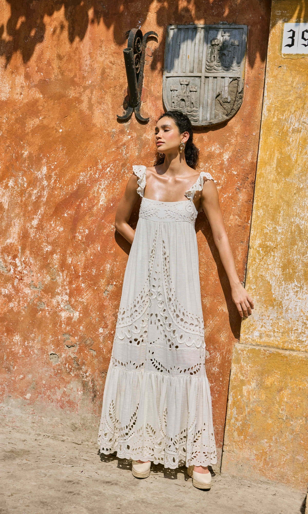 Womens | Runa Flat Chiffon Long Dress | Off White