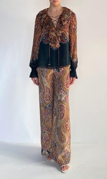 Womens | Ruza Viscose Flat Chiffon Top | Green Multi