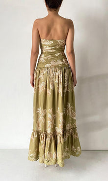 Womens | Sakhi Cotton Poplin Strapless Long Dress | Olive