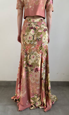 Womens | Sama Viscose Crepe Long Dress | Peach Floral
