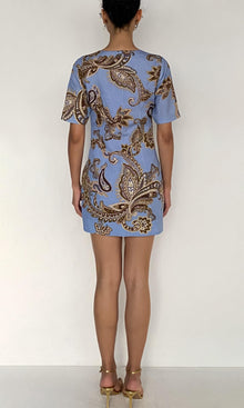 Womens | Saya Linen Cotton Short Dress | Cornflour Blue