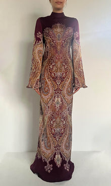 Womens | Shifa Viscose Satin Maxi Dress | Burgundy