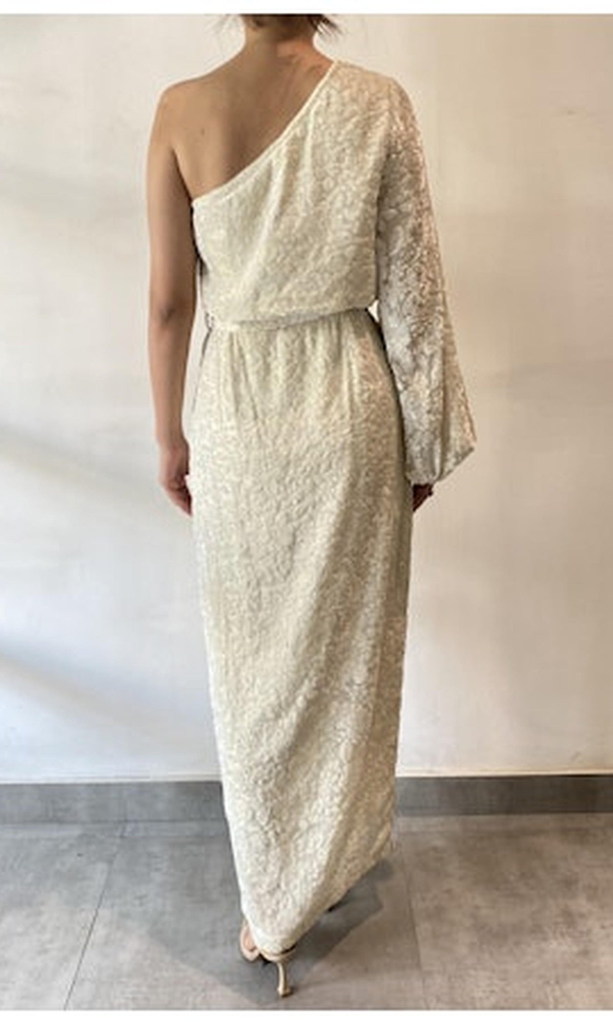 Hemant And Nandita | SL Velvet Brasso Long Dress | White